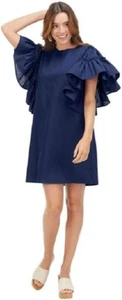 Mud Pie Women's S 4-6 Navy Valencia Ruffle Sleeve Dress NWT - Picture 1 of 5