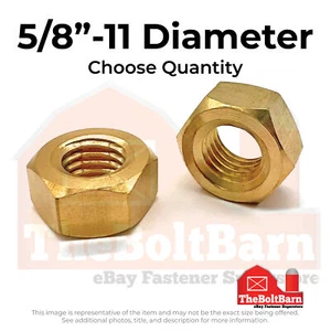 5/8"-11 Brass Finished Hex Nuts (Pick Quantity) - Picture 1 of 7