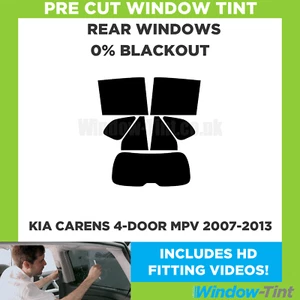 For Kia Carens 4-door MPV 2007-2013 Pre Cut Window Tint Rear 0% Blackout Film - Picture 1 of 10