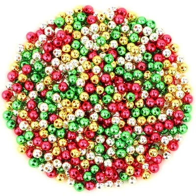 UPINS 1500Pcs Christmas Beads for Jewelry Making Bracelets 6mm Red Green Gold... - Image 1 of 4