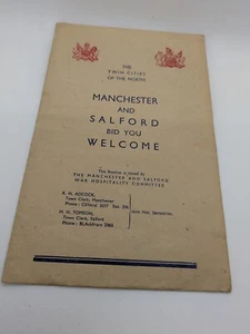 Twin Cities Manchester Salford Bid Welcome War Hospitality Committee WWII RARE - Picture 1 of 4