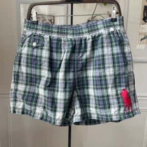 Polo Ralph Lauren Plaid Swim Trunks Big Pony L 5” Inseam - Picture 1 of 9