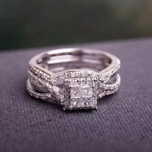 3 Pcs/set 925 Silver Plated Rings Cubic Zircon Charm Women Party Jewelry Sz 6-10 - Bild 1 von 8
