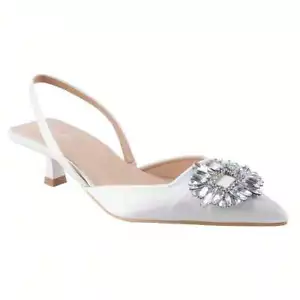 Women's Low Toe Slingback Square Buckle Heeled Sandals Stiletto Heels Slip On Pa - Picture 1 of 104
