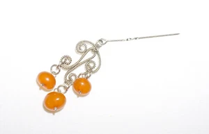 Vintage Baltic amber Brooch butterscotch egg yolk genuine true real 波羅的海琥珀 2 g - Bild 1 von 3
