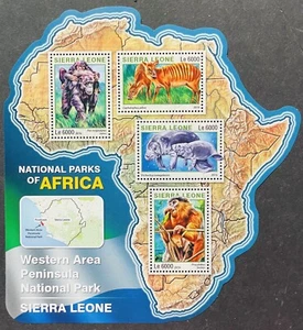 SIERRA LEONE NATIONAL PARKS OF AFRICA MAP SHAPED STAMPS 2016 MANATEE ANIMALS - Picture 1 of 1