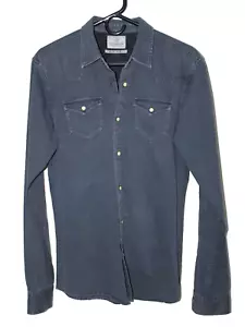 Scotch & Soda Navy Blue Pearl Snap Cotton Shirt Men's Size Medium #1406-06 20310 - Picture 1 of 18