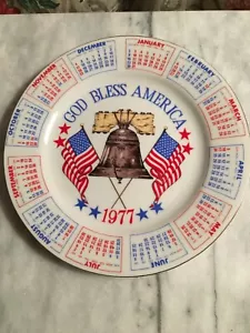 VINTAGE CALENDAR PLATE-PATRIOTIC --1977--9 1/2" - Picture 1 of 2