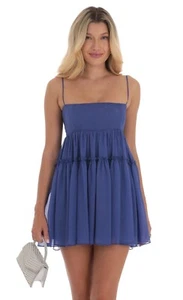 Lucy in the Sky Blue Shimmer Babydoll Dress Size S NWT - Picture 1 of 3