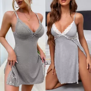 Sexy Women's Lingerie Nightgowns Babydoll Lace Trim Chemise Slip Dress Sleepwear - Picture 1 of 39
