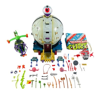 TMNT Playmates Mixed Toy Parts Lot Technodrome Pogocopter Parachute Weapons READ - Image 1 of 4