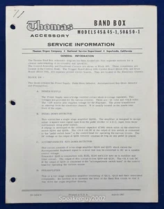 Manual de servicio original Thomas Organ / Bandbox 45 45-1 50 50-1 - Imagen 1 de 1