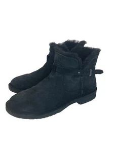 UGG Damen schwarz Elisa Winter australische Shearling Stiefel Größe 10 Schnalle Detail - Bild 1 von 7