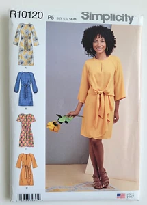 Simplicity Sew Pattern 10120 Misses Tie Front Dress w/Sleeve Variations 12-20 UC - Picture 1 of 3