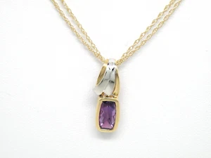 Authentic 14k Yellow and White Gold, Amethyst, Pendant NEW - Picture 1 of 10