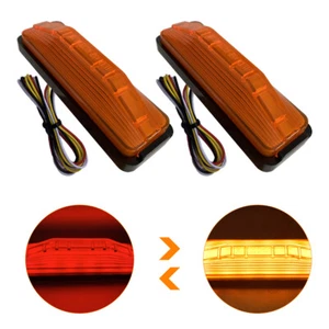 2x 24V Red Amber LED Side Marker Turn Signal Light Lamp Truck Trailer Pickup - Foto 1 di 11