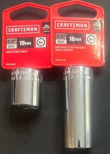 NEW Craftsman 18MM & 19MM Sockets 3/8" Drives Shallow & Deep Well 12 pt - Picture 1 of 1