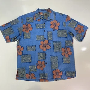 Kahala Camicia Uomo Floreale Bottoni Blu Rosa Taglia 2XL XXL Artigianale Hawaiana - Foto 1 di 7