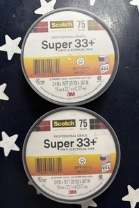2 ROLLS Scotch 3m Super 33+ Electrical Tape Vinyl Electric Pro-Grade  3/4" x 76’ - Picture 1 of 15