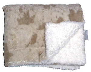 Little Miracles Tan Beige Brown Cow Print Baby Blanket Sherpa Security Lovey EUC - Picture 1 of 3