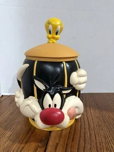 Warner Bros Looney Tunes 1997 Sylvester & Tweety Cage Cookie, Hund/Katze Leckerli Dose - Bild 1 von 24