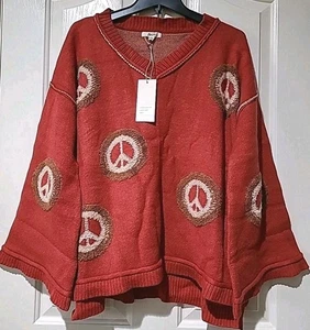 Suéter Pullover BlueVelvet Bolsillos Gran Tamaño Grande Óxido/Marrón Paz (como POL) - Imagen 1 de 15