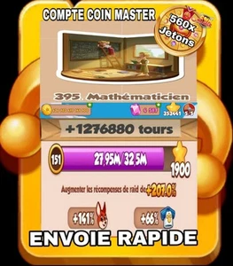 Compte Coin Master 1.2 Million Spin 560x Jetons Village 395 Envoie Rapide ⏱️ - Imagen 1 de 4
