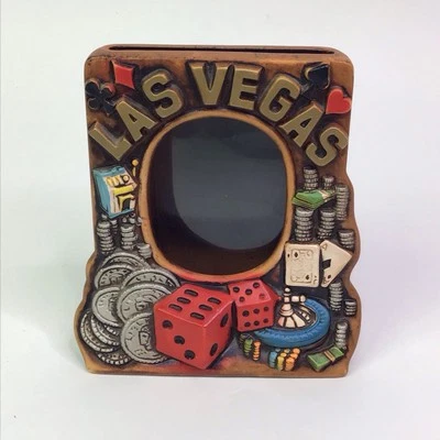 Karol Western LAS VEGAS Ceramic Photo Frame Casino Poker Chips Dice JAPAN - Image 1 of 4