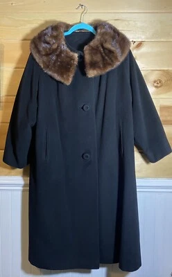 Vintage Queen’s Ransom cashmere mink collar coat large - Image 1 of 4