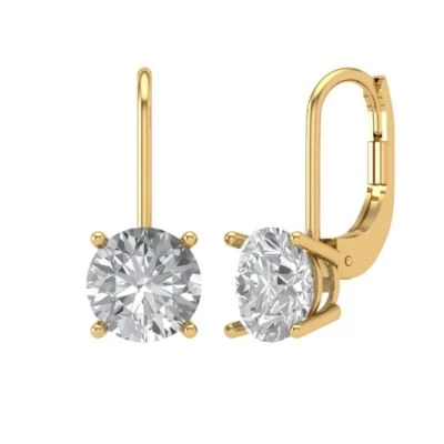 3.0 ct Round Cut Solitaire Stud zircon Earrings Solid 14k Yellow gold - Image 1 of 4