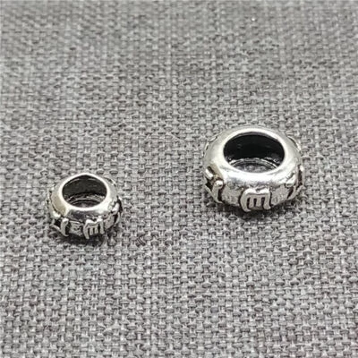 10 Stück 925 Sterling Silber Om Perlen Om Mani Padme Hum Spacer für Yoga - Bild 1 von 4