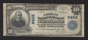 #6452 Connellsville, Pensilvania $10,00 1902 PlainBack, “Citizens National Bank”, en muy buen estado, 13 L - Imagen 1 de 4