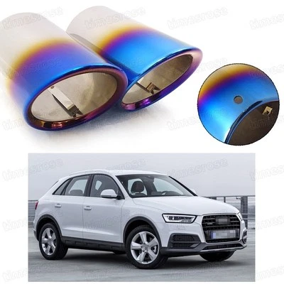 2Pcs Car Exhaust Muffler Tip Tail Pipe End Trim Blue for Audi Q3 2012-2017 #3033 - Imagem 1 de 4