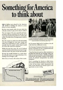 1938 Assoc. American Railroads Something To Think About Train Magazine Ad b/w - Picture 1 of 4