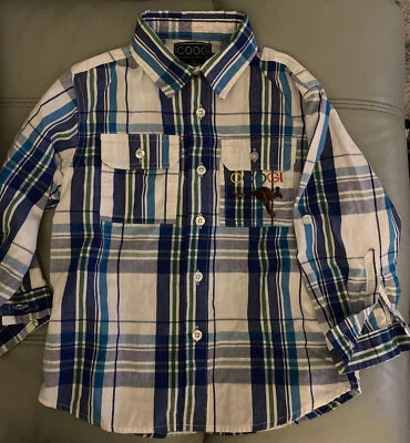 Camisa a Cuadros Coogi Niños Talla 4 Botones Logo Canguro Foto 1 de 2
