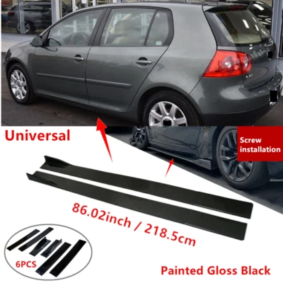 86"Fit For VW Rabbit 06-09 Side Skirt Lip Extension Splitter Rocker Panel Black - Image 1 of 4