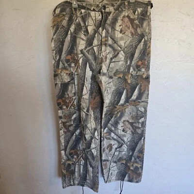 Vintage Y2K Cargo Pants Mossy Oak Camo RealTree Size L Adjustable Baggy Wide Leg - Image 1 of 4