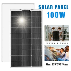 100W Monokristallines flexibles Solarpanel PV Solarmodul für Wohnwagen Auto Boot - Bild 1 von 11