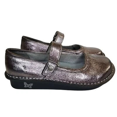 Alegria Comfort Shoes Womens 35 US 5-5.5 Pewter Crinkle Leather BEL-207 - Image 1 of 4