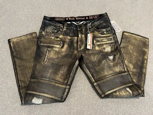 Rock Revival Ayaan Biker Distressed Denim Jeans Mens 40x34 NWT - Picture 1 of 10