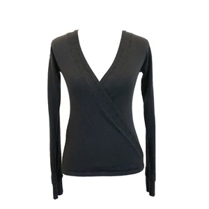 Ivivva Girls 100% Merini Wool Faux Wrap Sweater Size 14 Black - Picture 1 of 8
