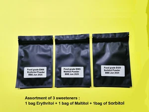 sugar substitutes assortment : erythritol ,maltitol, sorbitol powders - Bild 1 von 4