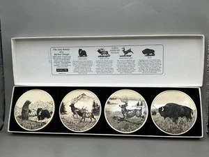 Barlow Set of 4 North American Wildlife Coaster Set Made in USA Bear Elk 3" - Picture 1 of 14