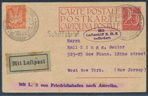 Zeppelin Überführungsfahrt 1924 ZR3 Schiffspost MiF Schweiz + Reich (S23602) - Picture 1 of 2
