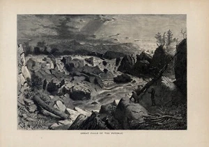 WASHINGTON AREA POTOMAC RIVER; Great Falls & Looking from Chain Bridge; 2 stampe - Foto 1 di 2