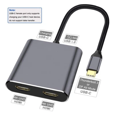 USB Type C Hub To Dual 4K HD HDMI-compatible Charge Port USB-C Docking Station A - Image 1 of 4