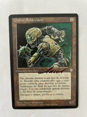 MTG ARTIST PROOF PORTUGUESE ICE AGE SOLDEVI GOLEM SIGNED ARTIST ANSON MADDOCKS  - Image 1 of 4