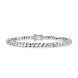 4.04ct G/SI2 100% Natural Round Diamond Tennis Bracelet, White Gold - Picture 1 of 6