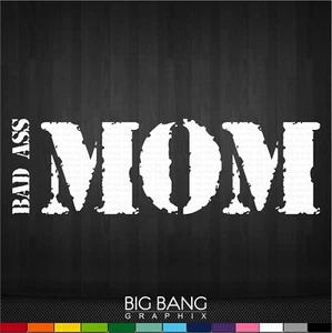 Bad Ass Mom Decal Sticker Mother Vinyl Lettering SUV Car Truck Window - Imagen 1 de 3