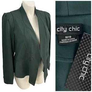 Blazer City Chic Mujer 18 Verde Tejido Trabajo Oficina Cápsula Carrera Minimalista - Imagen 1 de 16